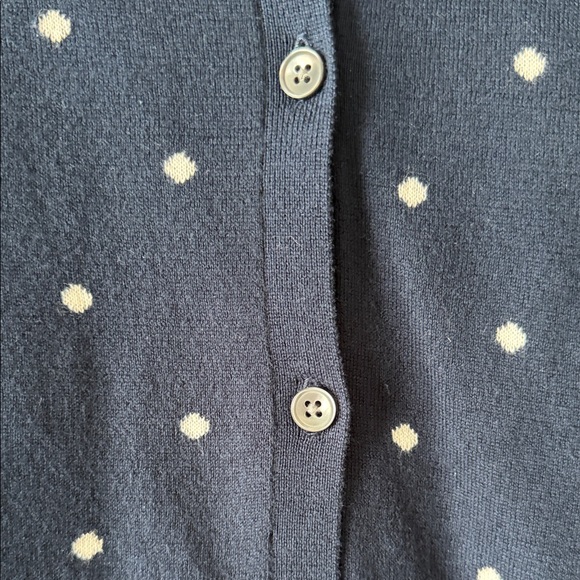 Lands' End Navy & Whit Polka Dot Womens XL 100% Supima Cotton Cardigan NWT - Picture 6 of 9